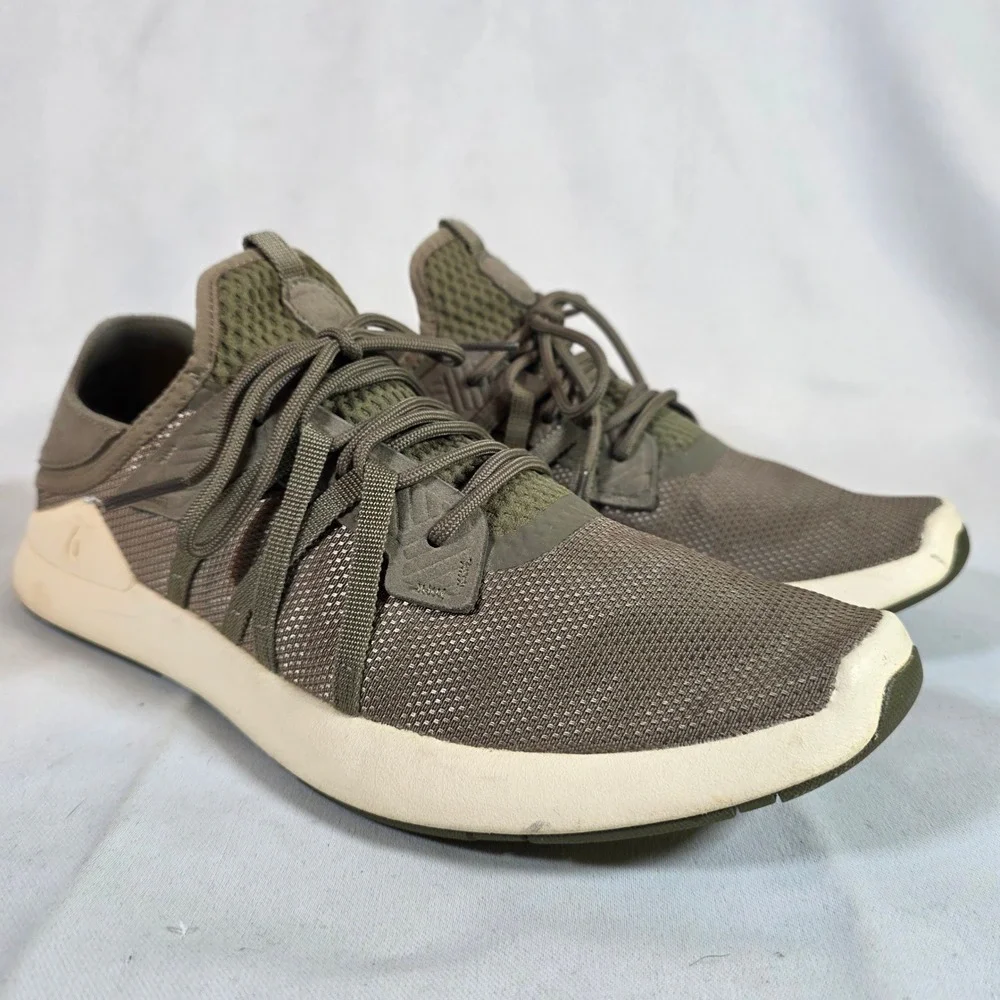 Olukai Holo Mens 10.5 Dust Olive‎ Dark Wood Convertible Mesh Sneakers 10513-HG18